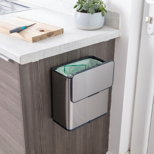 Contenitore per rifiuti compostabili in argento 7 l - Addis-image-1