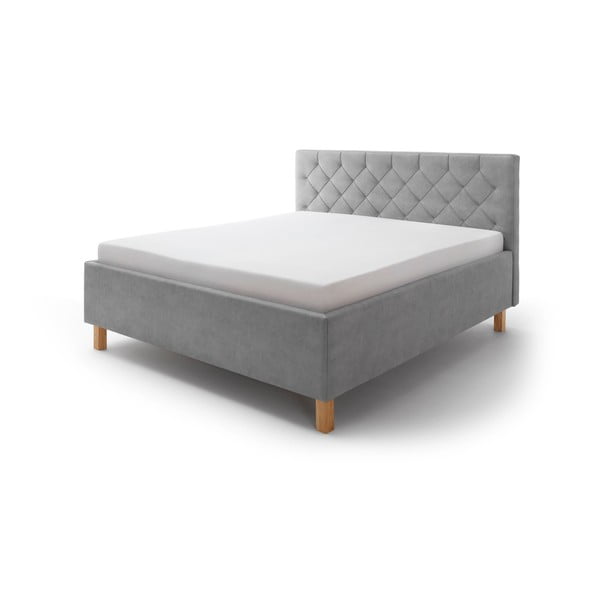 Letto matrimoniale imbottito grigio chiaro con contenitore con griglia 180x200 cm San Remo - Meise Möbel