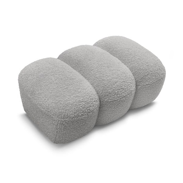 Poggiapiedi grigio chiaro con rivestimento in bouclé Hippolyte – Bobochic Paris-image-4