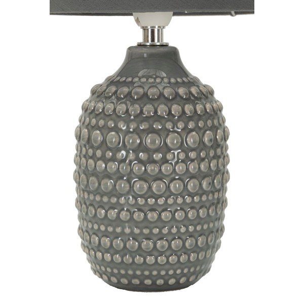 Lampada da tavolo grigia in ceramica con paralume in tessuto (altezza totale 30,5 cm) Points – Mauro Ferretti-image-2
