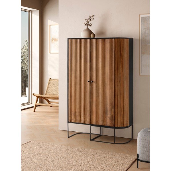 Credenza di colore naturale in mango massiccio 100x165x40 cm Curve – MOME-image-1