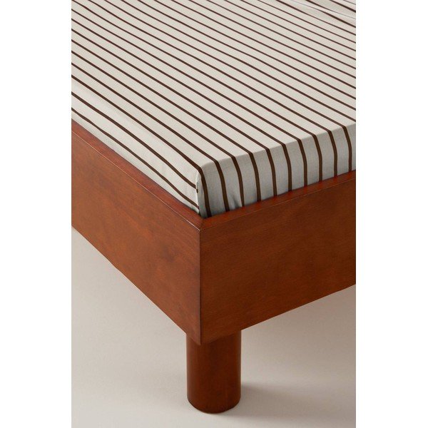 Lenzuolo con angoli color crema/marrone scuro in cotone organico 90x200 cm Sima – Jotex-image-1