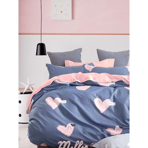 Biancheria da letto blu/rosa in cotone renforcé per letto matrimoniale/per letto esteso con lenzuolo incluso/4 pezzi 200x220 cm Beloved – Mila Home