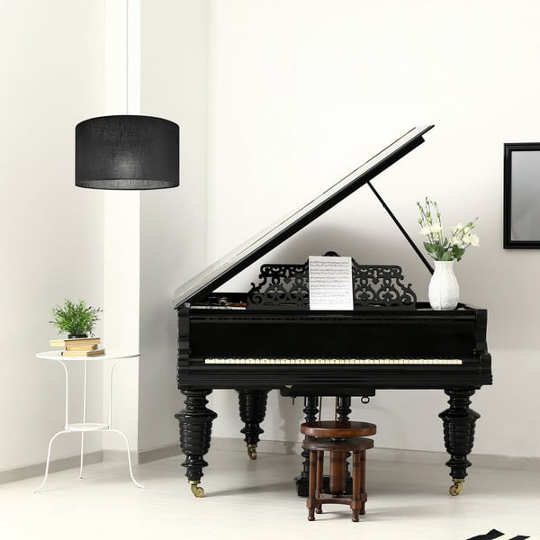 Lampada a sospensione nera con paralume in tessuto ø 35 cm Vivian - LAMKUR-image-2