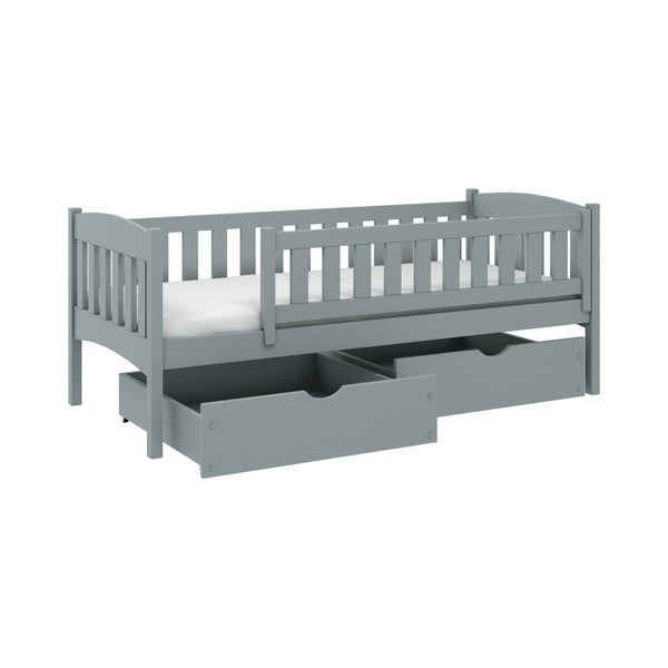 Letto per bambini in legno di pino grigio con contenitore 80x180 cm Gucio - Lano Meble
