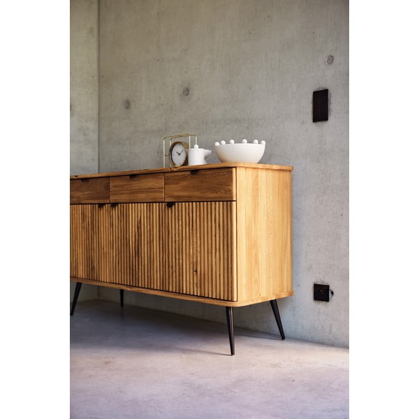 Cassettiera bassa in legno di quercia in colore naturale 144x87 cm Kula - The Beds-image-1