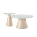 Set di tavolini da salotto rotondi color crema con piano in vetro 2 pz ø 80 cm Vida – MOME