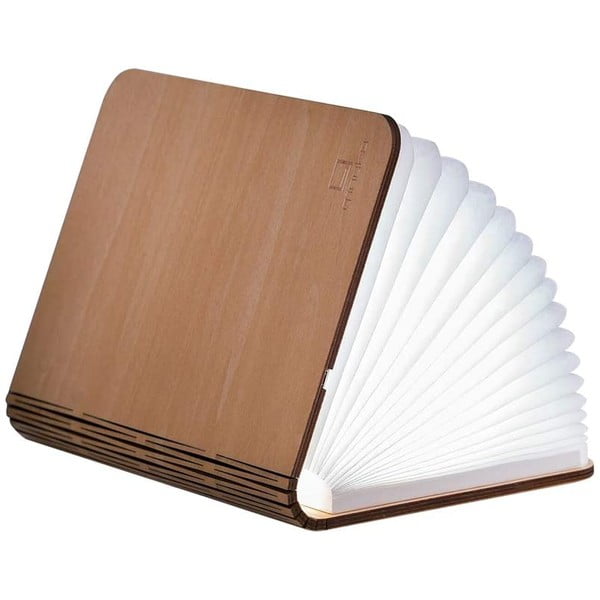 Lampada da tavolo a LED di grandi dimensioni a forma di libro in legno d'acero, marrone chiaro Booklight - Gingko
