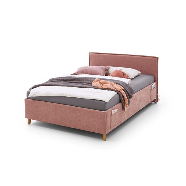 Letto da bambini rosa imbottito con contenitore con rete inclusa 140x200 cm Fun – Meise Möbel-image-2