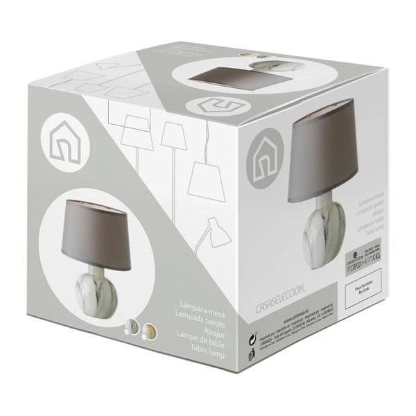 Lampada da tavolo in ceramica beige con paralume in tessuto (altezza 26,5 cm) - Casa Selección-image-4