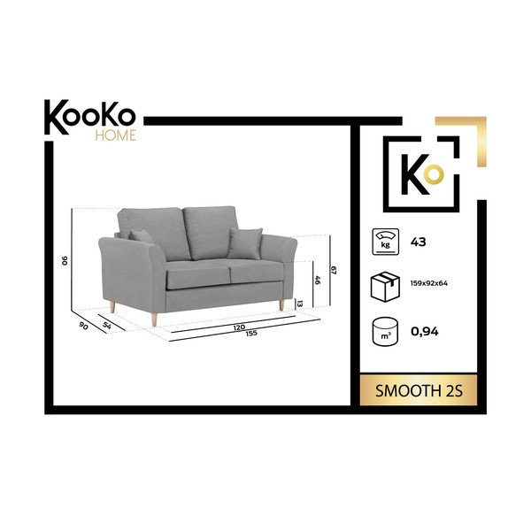 Růžová dvoumístná pohovka Kooko Home Smooth-image-1