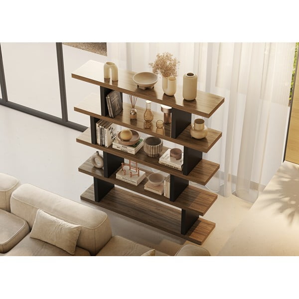 Libreria marrone-nera in noce 163x172 cm Step - TemaHome-image-4