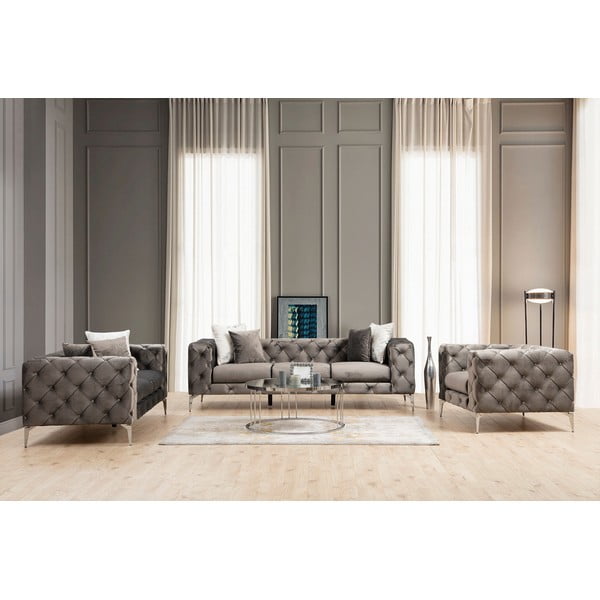 Divano in velluto grigio scuro 237 cm Como - Balcab Home-image-3