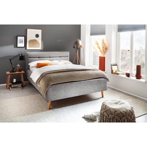 Letto matrimoniale imbottito grigio con contenitore con rete inclusa 140x200 cm Lotte – Meise Möbel-image-1