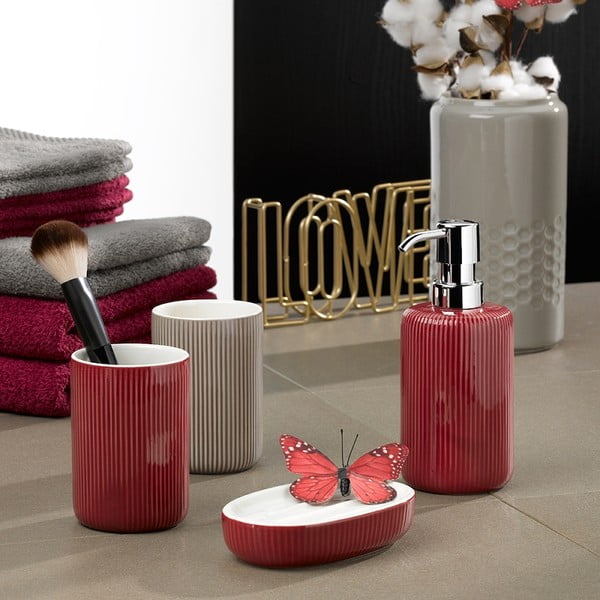 Distributore di sapone in ceramica rossa Ava - Kela-image-1