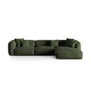 Divano angolare componibile verde (con penisola a destra/con chaise lounge) con rivestimento in velluto Martina – Micadoni 
