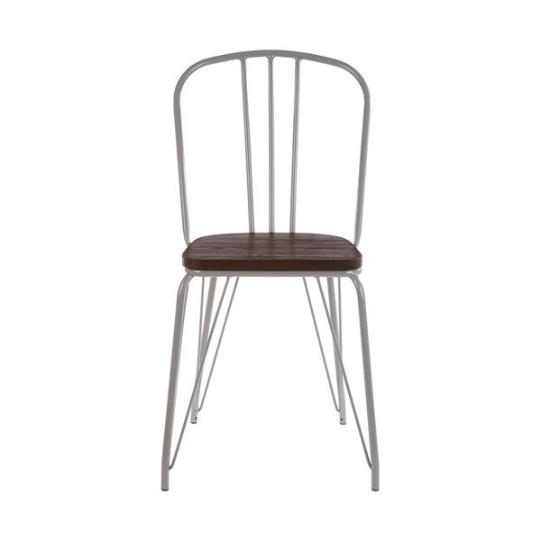Sedia da pranzo grigia/colore naturale scuro in olmo massiccio District – Premier Housewares-image-2