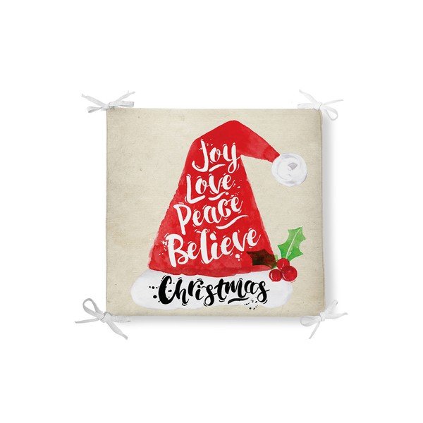 Cuscino natalizio in misto cotone con cappello di Babbo Natale, 42 x 42 cm - Minimalist Cushion Covers