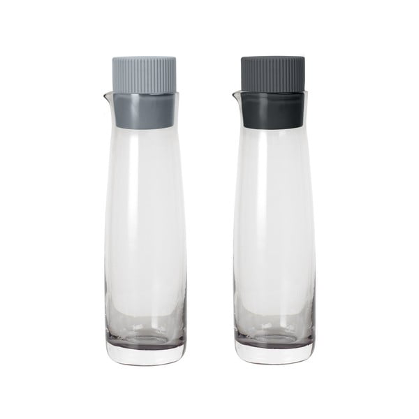 Set di 2 bottiglie per aceto e olio con coperchio in silicone grigio - Blomus
