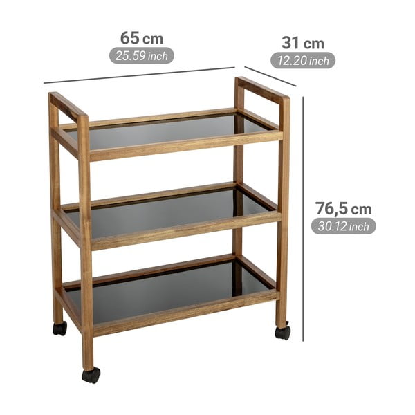 Scaffale per il bagno nero/di colore naturale in acacia massiccia 65x76,5 cm Fondi – Wenko-image-3