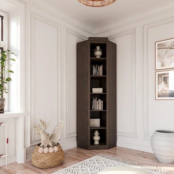 Libreria marrone scuro in pino massiccio 85x219x56 cm Anita – Støraa-image-1