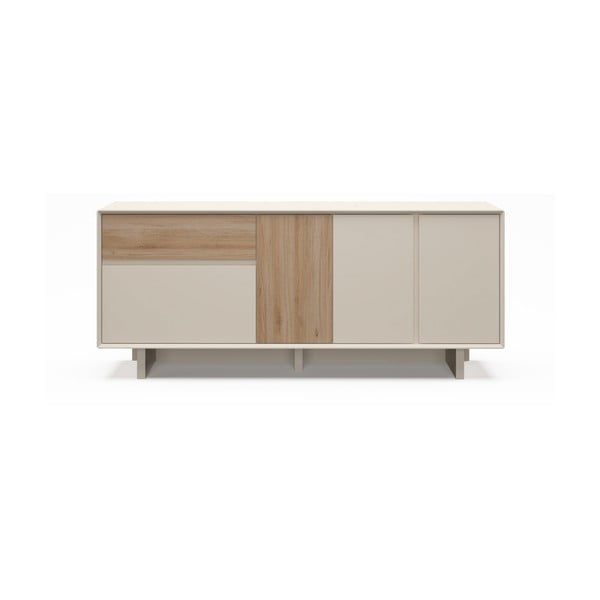 Cassettiera beige/di colore naturale con effetto rovere 180x76x45 cm Carpi – Marckeric