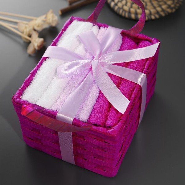 Sada 6 ručníků Hill Fuchsia, 30x30 cm