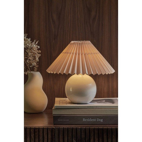 Lampada da tavolo beige/color crema in tessuto (altezza totale 22 cm) Mimmi – Ellos Home-image-1