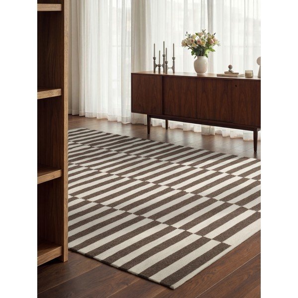 Tappeto bianco/marrone in lana reversibile/tessuto a mano 200x300 cm Vika – Hanse Home-image-1