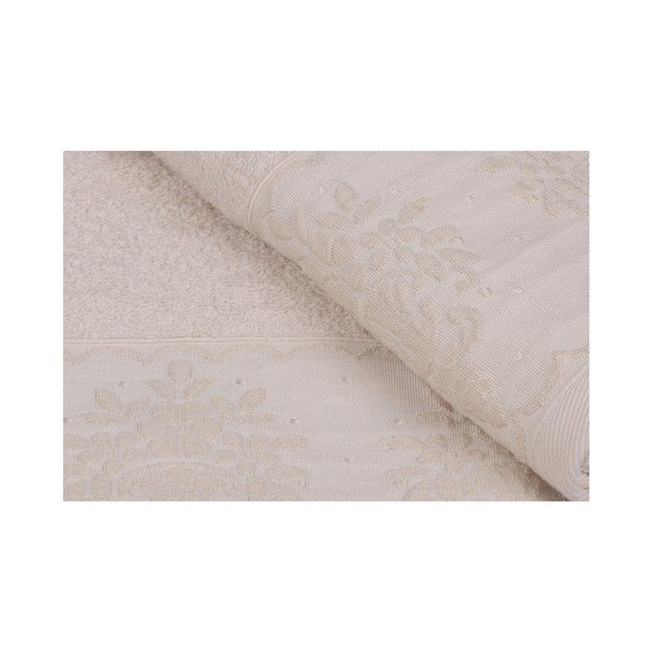 Set di due asciugamani vittoriani beige, 90 x 50 cm - Soft Kiss-image-4