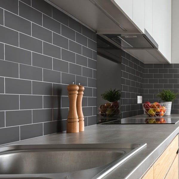 Set di adesivi per piastrelle 30 pezzi 20x10 cm Subway Tiles Grey - Ambiance-image-1
