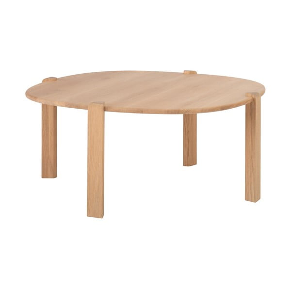 Tavolino da salotto rotondo di colore naturale in rovere massiccio ø 100 cm Kulin – Gazzda