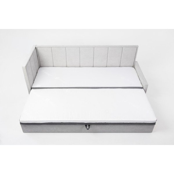 Divano grigio allungabile/con contenitore e rivestimento in ciniglia 214 cm Fulgeo – ELTAP-image-2