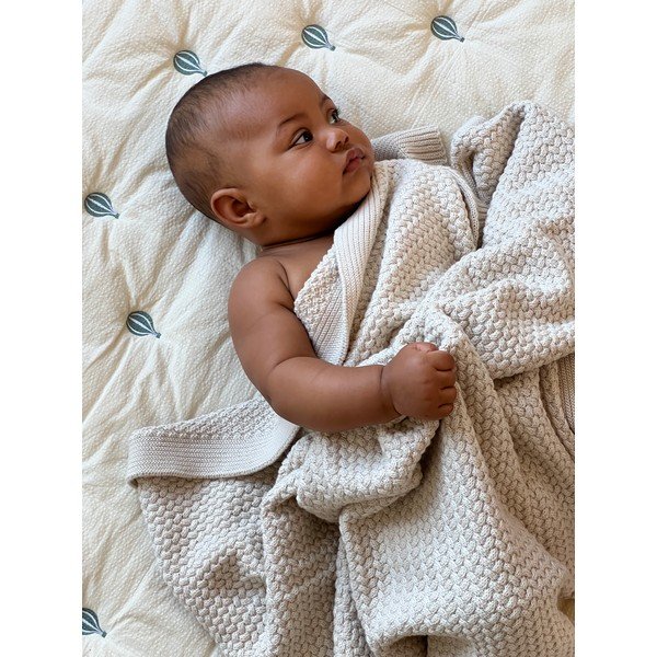 Coperta per bambini giallo chiaro/blu in cotone organico trapuntata 90x120 cm Balloon – Cam Cam Copenhagen-image-3