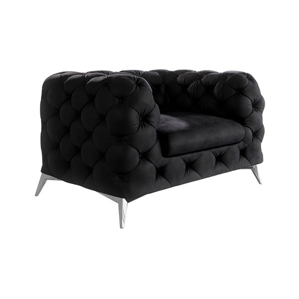 Poltrona nera con rivestimento in velluto Chelsea – Ropez