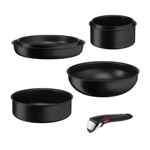 Set di pentole in alluminio 7 pezzi INGENIO Black stone L3998702 - Tefal-image-4