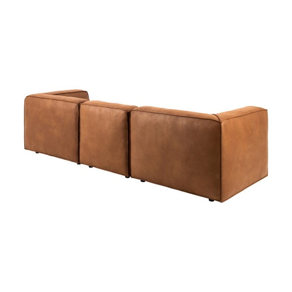 Divano angolare marrone cognac in pelle riciclata, angolo destro, 282 cm Fairfield - Bonami Selection-image-4