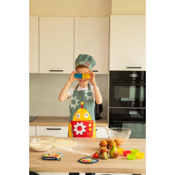 Set da cucina in cotone per bambini 4 pz Robot - Tiseco Home Studio-image-1