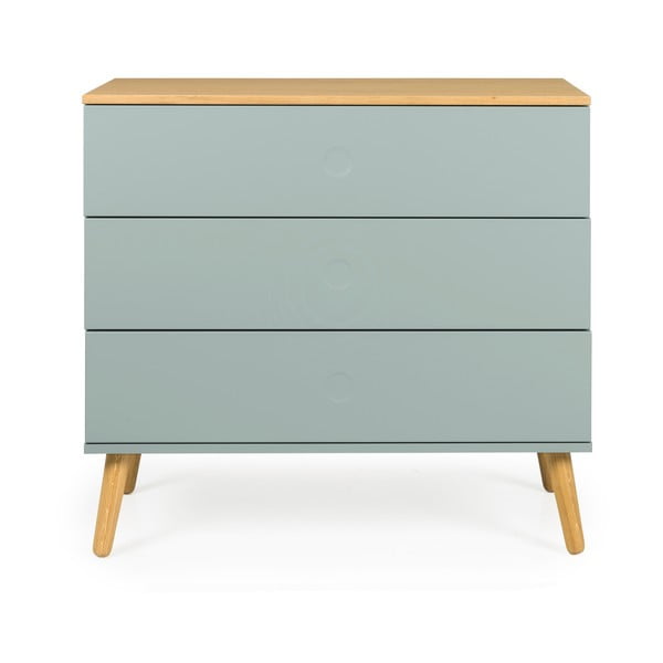 Cassettiera verde con gambe in rovere , 90 x 79 cm Dot - Tenzo