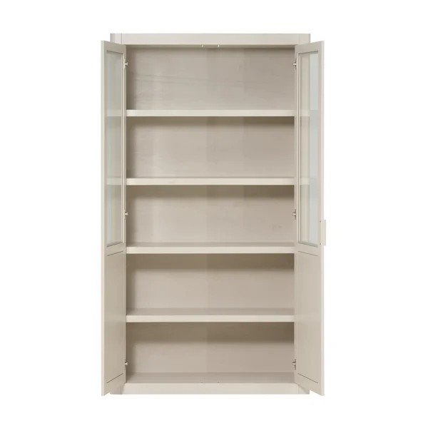 Vetrina grigio chiaro in pino massiccio 120x217x48 cm Gunnar – WOOOD-image-4