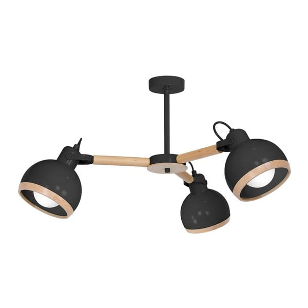 Lampadario nero con dettagli in legno Oval Tres - Homemania
