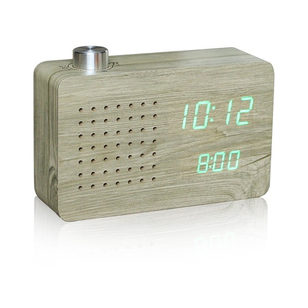 Sveglia marrone chiaro con display a LED verde e Radio Click Clock - Gingko