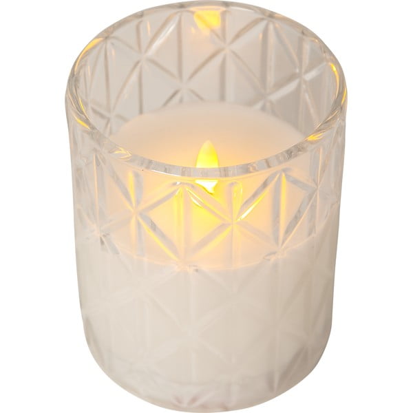 Candela di cera a LED bianca in vetro, altezza 12,5 cm Flamme Romb - Star Trading-image-2