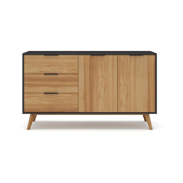 Cassettiera bassa in pino nero/naturale 140x81 cm Lavis - Marckeric