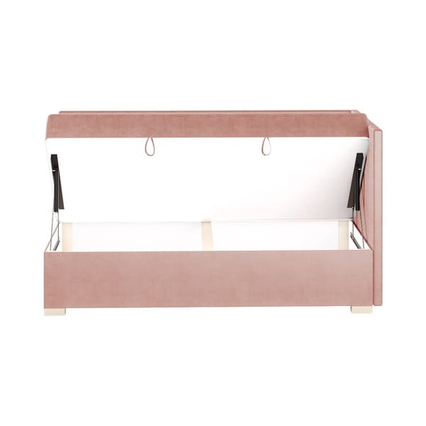 Letto da bambini con sponde rosa con contenitore con materasso incluso 90x200 cm Flexi – Ghado-image-4
