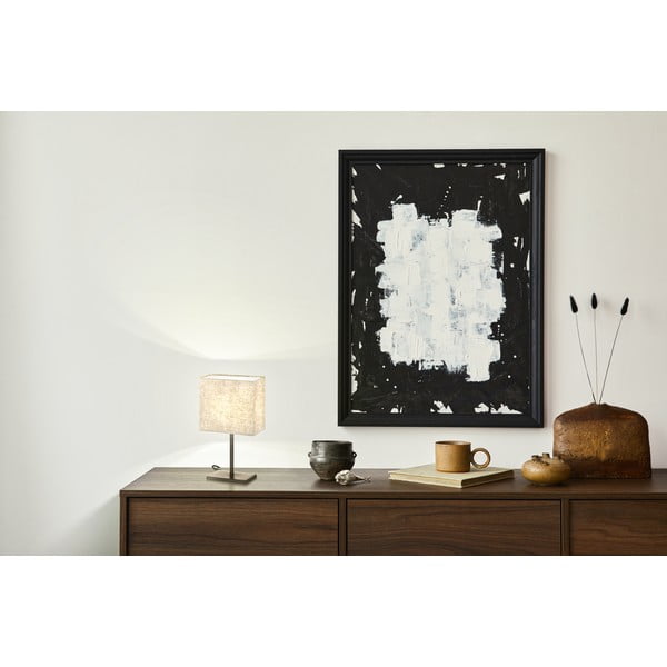 Lampada da tavolo nero/beige con paralume in tessuto (altezza 30 cm) Kate - Fischer & Honsel-image-1
