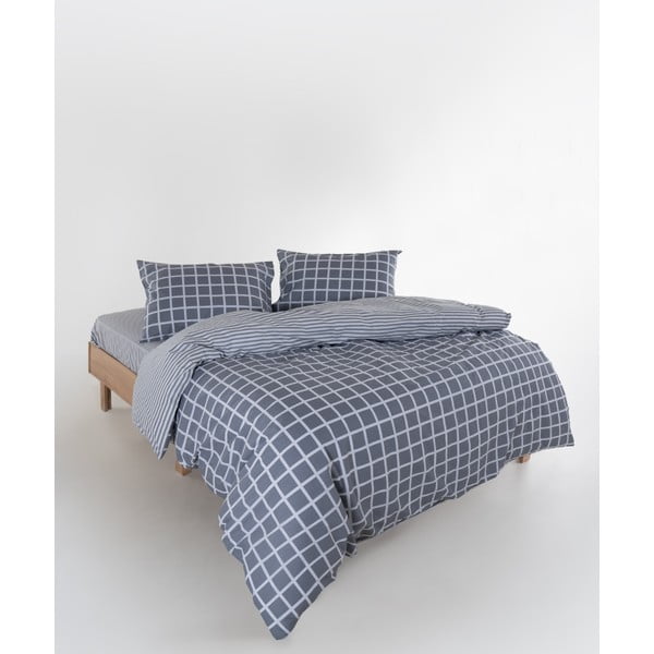 Set copripiumino e federa grigio in cotone renforcé per letto singolo 140x200 cm Linear Calm Geometric – Mila Home Luxury-image-2