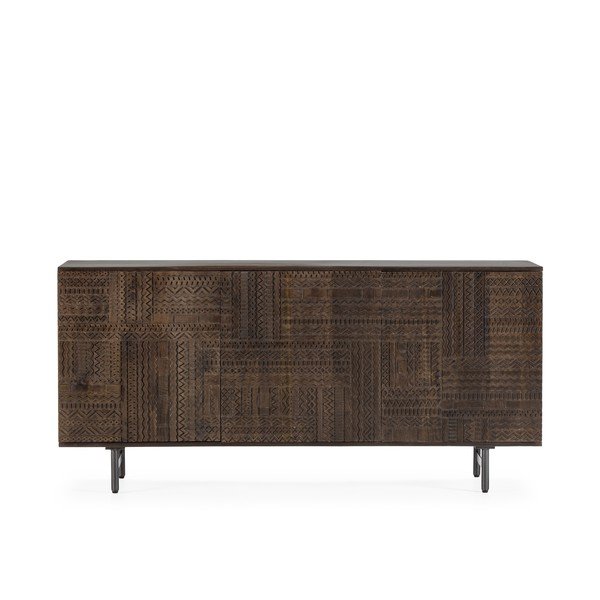 Cassettiera marrone scuro in mango massiccio 160x75x40 cm Kalai – MOME