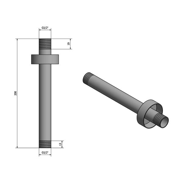 Parte in ottone nero opaco per attacco doccia - Sapho-image-1