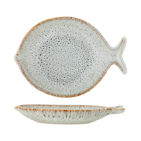 Piatto da portata blu e beige in gres Fleur – Bloomingville-image-2